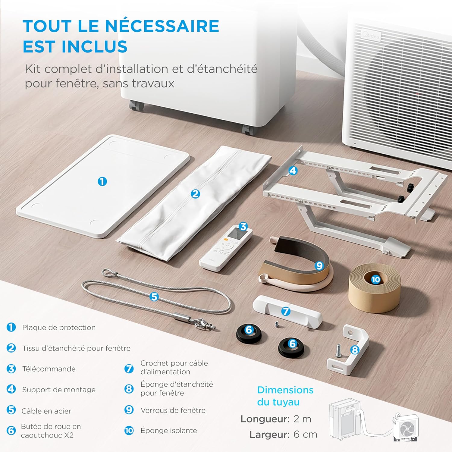 Climatiseur Mobile Réversible MIDEA PortaSplit 12000 BTU – Ultra Silencieux 4-en-1 A++