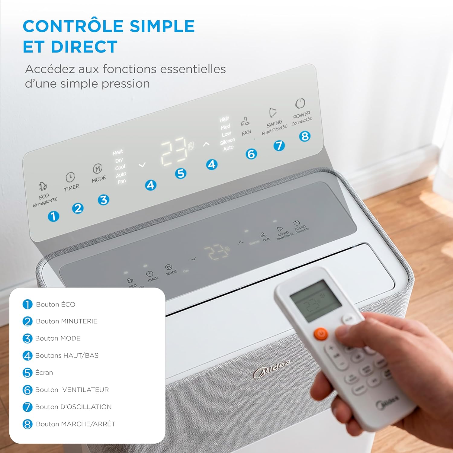 Climatiseur Mobile Réversible MIDEA PortaSplit 12000 BTU – Ultra Silencieux 4-en-1 A++