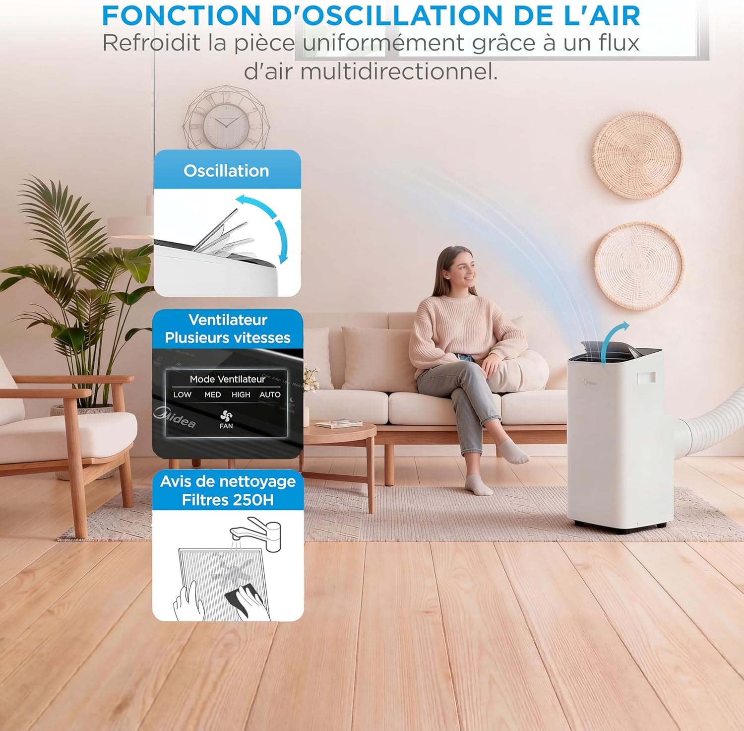 Climatiseur Mobile Réversible MIDEA Arctic Smart 12000 BTU – 4-en-1 Connecté
