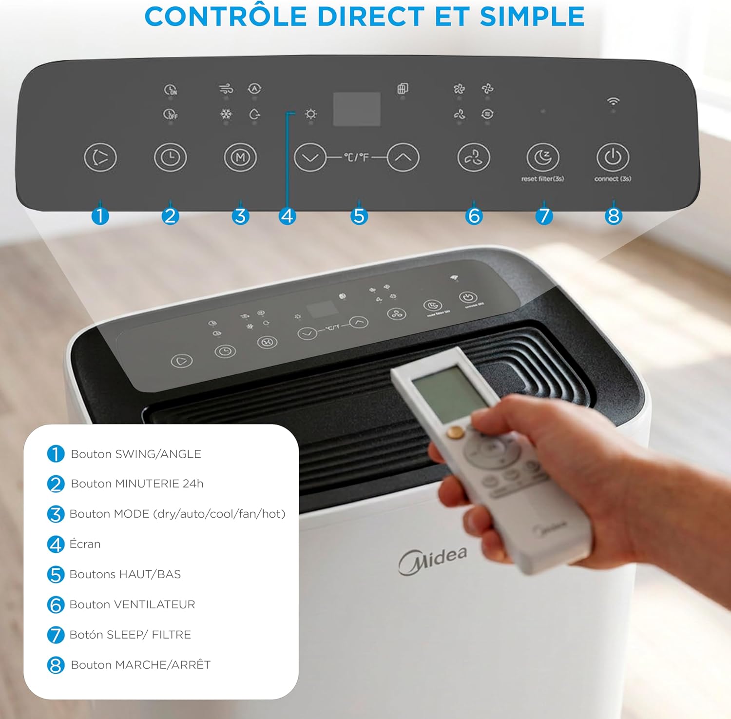 Climatiseur Mobile Réversible MIDEA Arctic Smart 12000 BTU – 4-en-1 Connecté