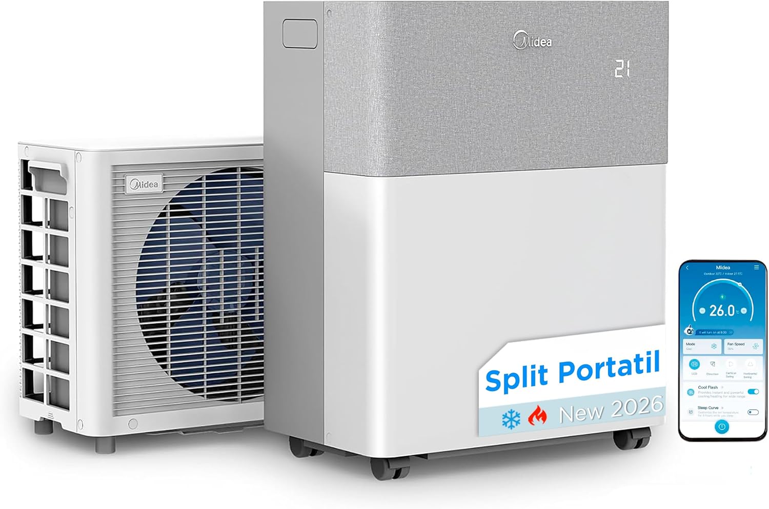 Climatiseur Mobile Réversible MIDEA PortaSplit 12000 BTU – Ultra Silencieux 4-en-1 A++