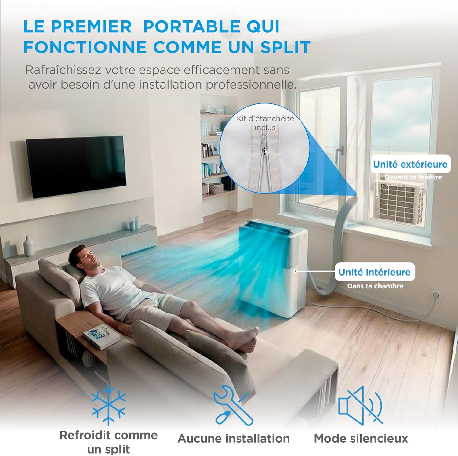Climatiseur Mobile Réversible MIDEA PortaSplit 12000 BTU – Ultra Silencieux 4-en-1 A++