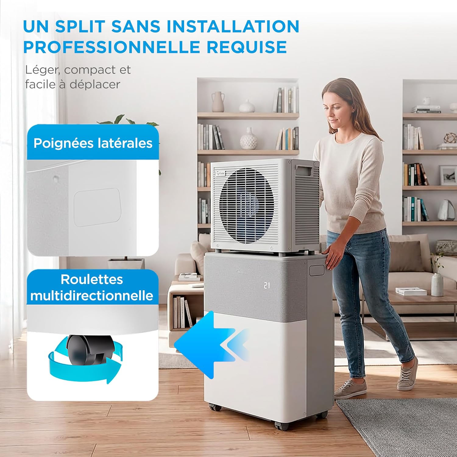 Climatiseur Mobile Réversible MIDEA PortaSplit 12000 BTU – Ultra Silencieux 4-en-1 A++
