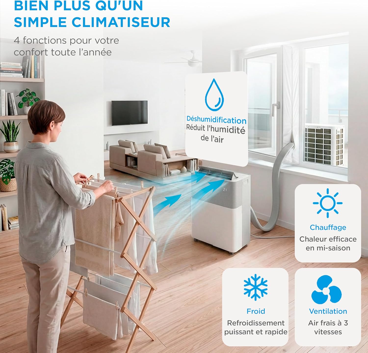 Climatiseur Mobile Réversible MIDEA PortaSplit 12000 BTU – Ultra Silencieux 4-en-1 A++