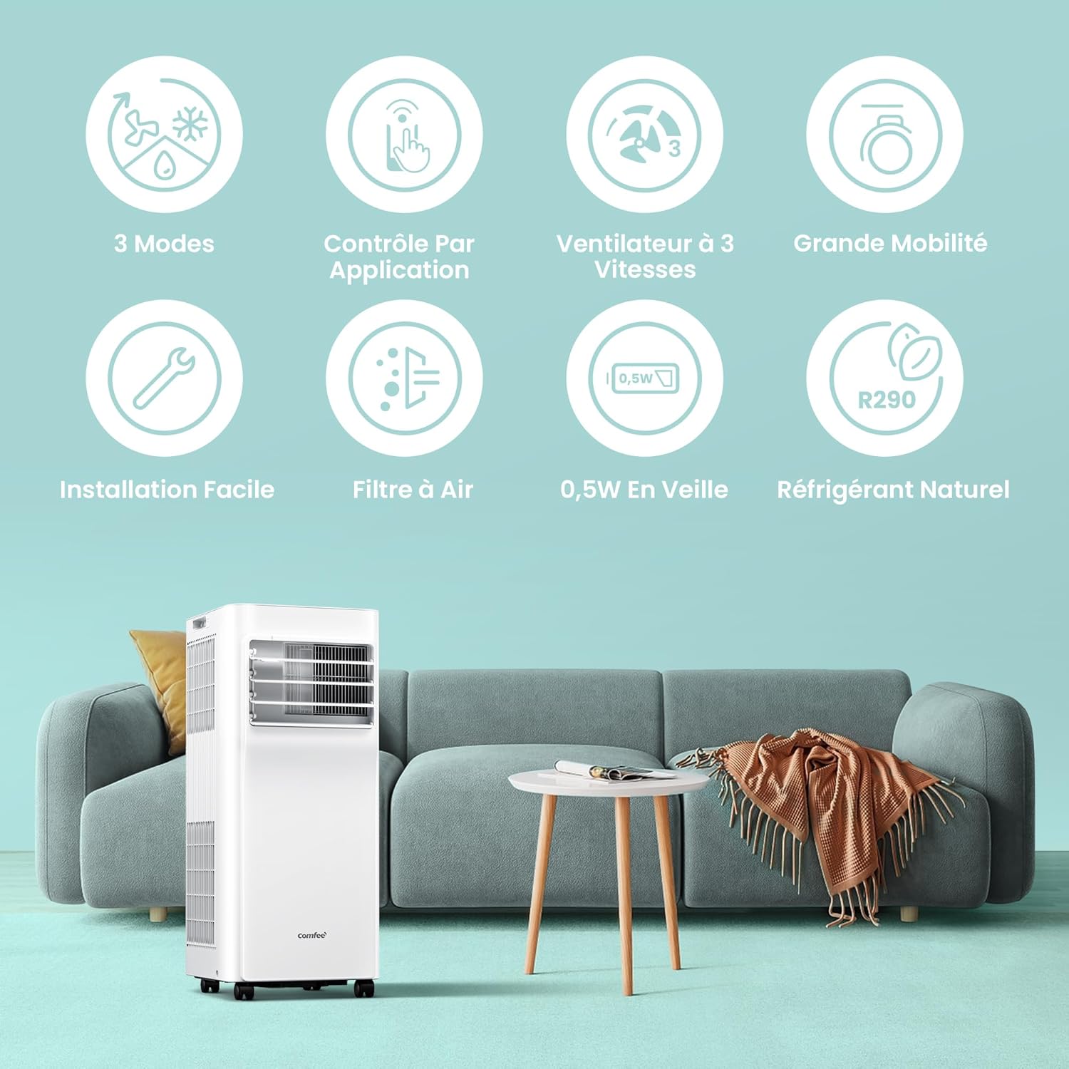 Climatiseur Mobile Connecté COMFEE Breezy Cool 2.6 – 9000 BTU Wi-Fi