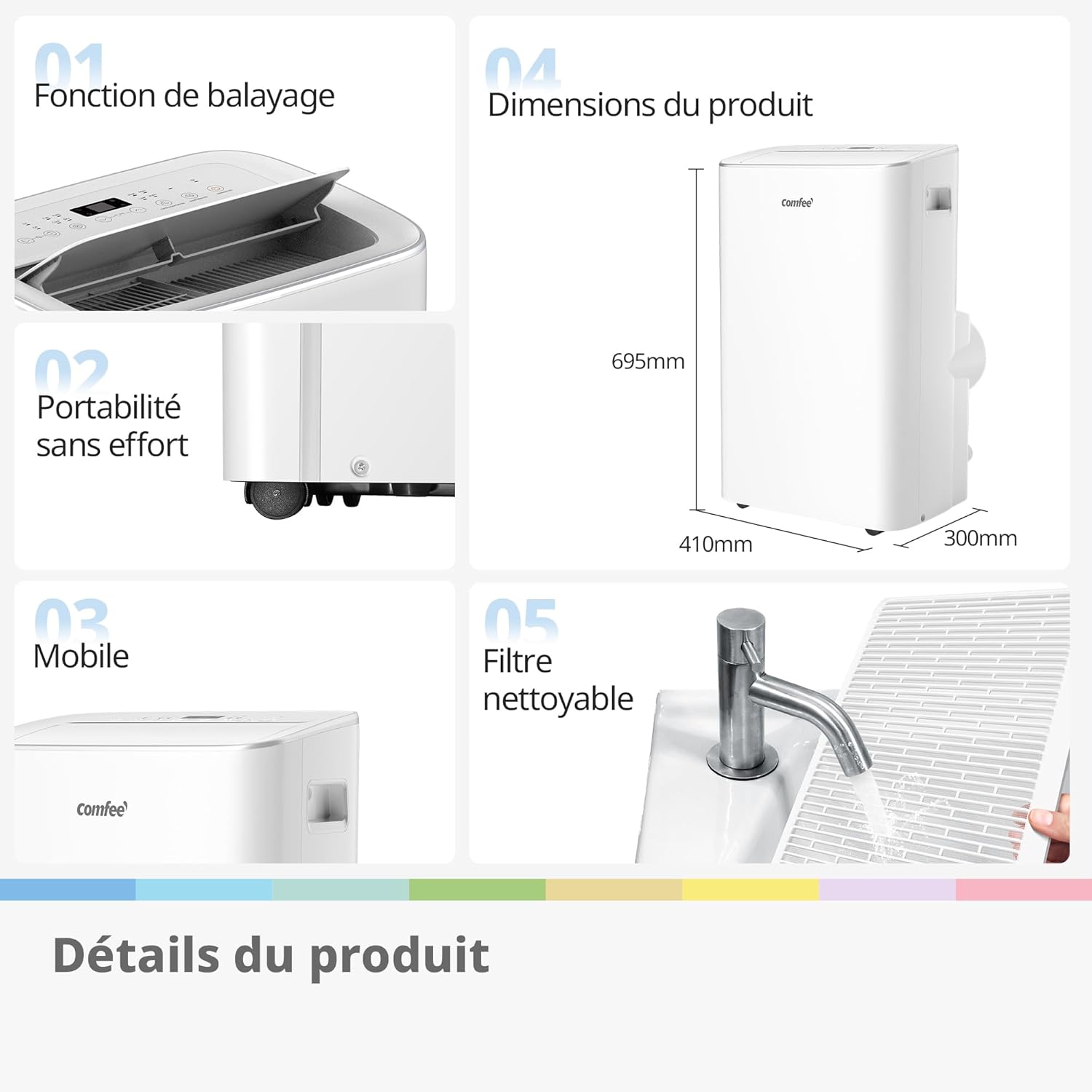 Climatiseur Mobile Connecté COMFEE 12000 BTU – 4-en-1 Chauffage & Climatisation