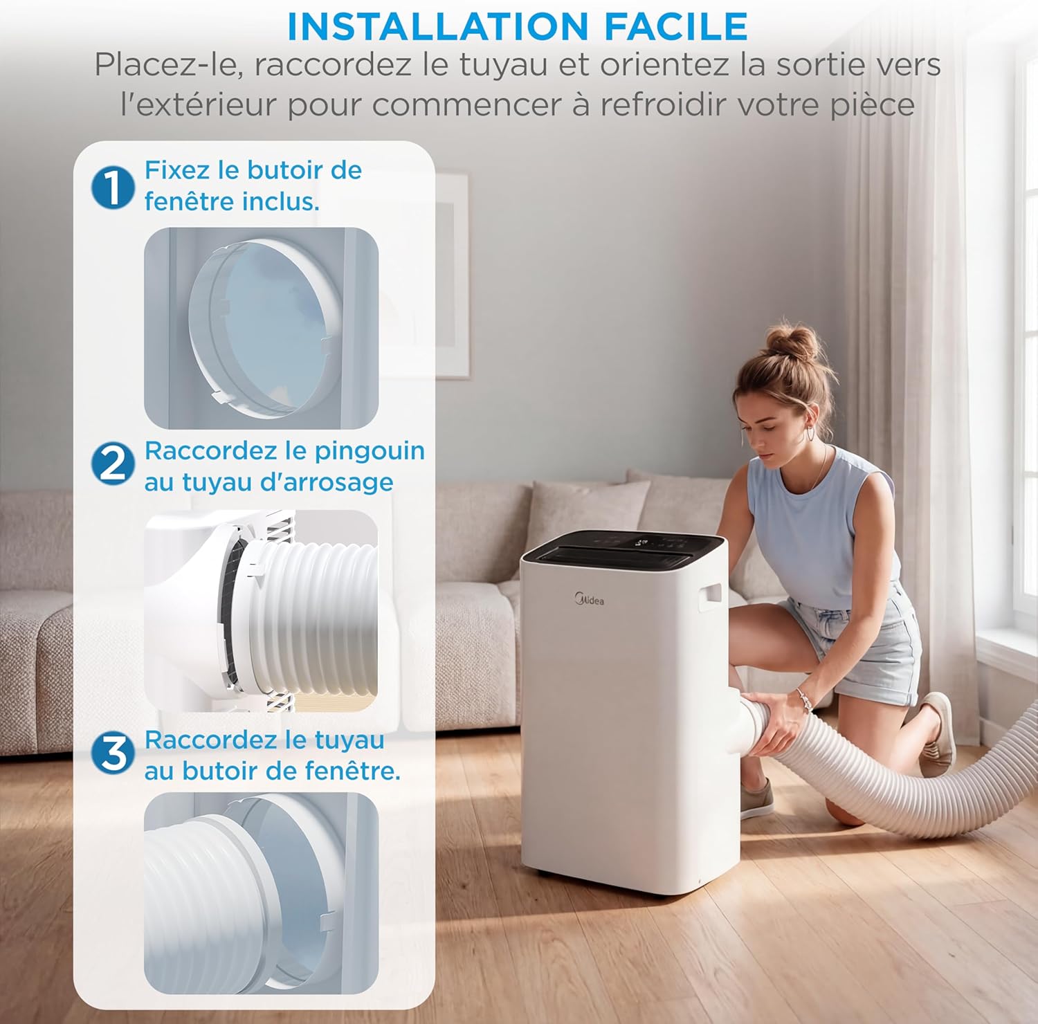 Climatiseur Mobile Réversible MIDEA Arctic Smart 12000 BTU – 4-en-1 Connecté